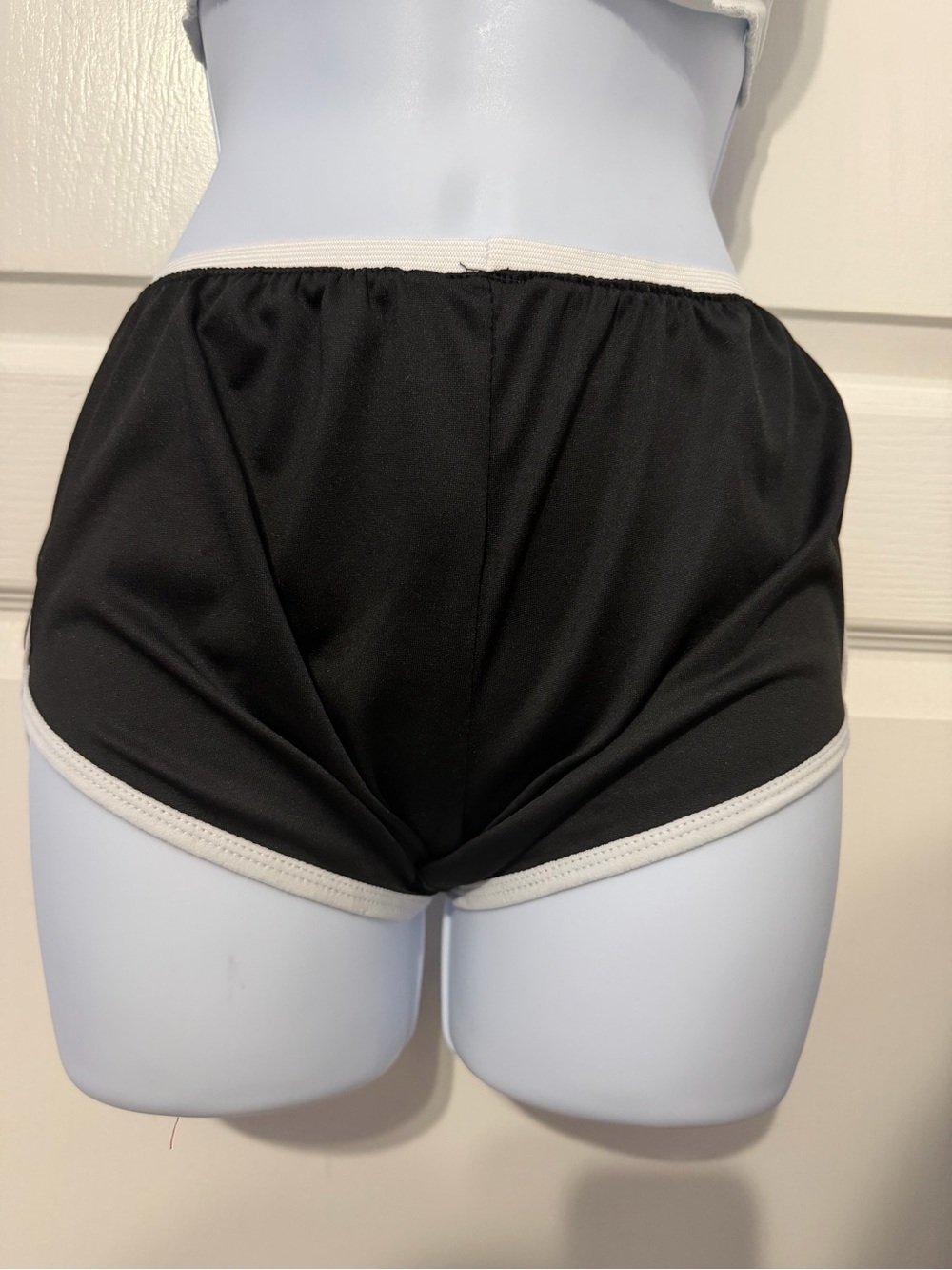 Black Athletic Shorts with White Trim - Women's Performance Shorts